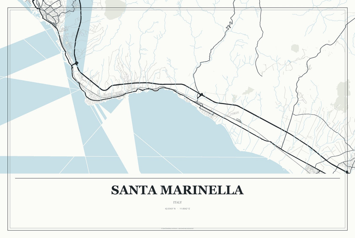 Santa Marinella, Italy City Map Aluminum Sign in Gallery Air style