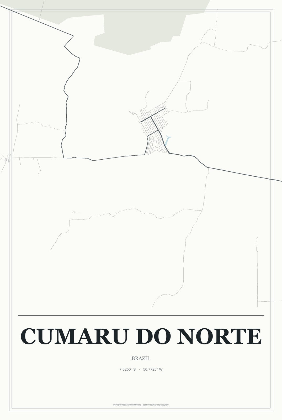 Cumaru do Norte, Brazil City Map Aluminum Sign in Gallery Air style