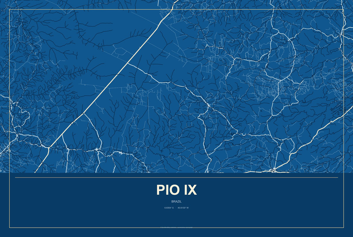 Pio IX, Brazil City Map Aluminum Sign in Harbor Cobalt style