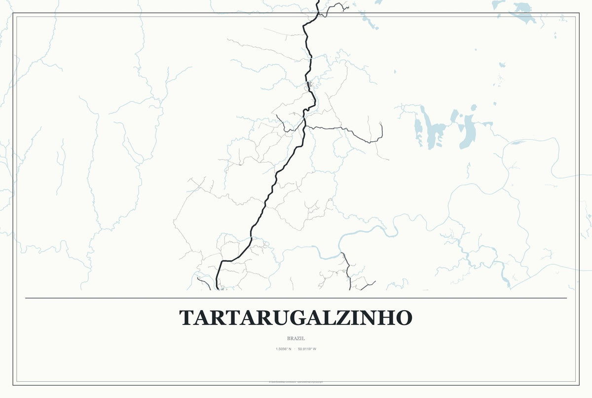 Tartarugalzinho, Brazil City Map Aluminum Sign in Gallery Air style