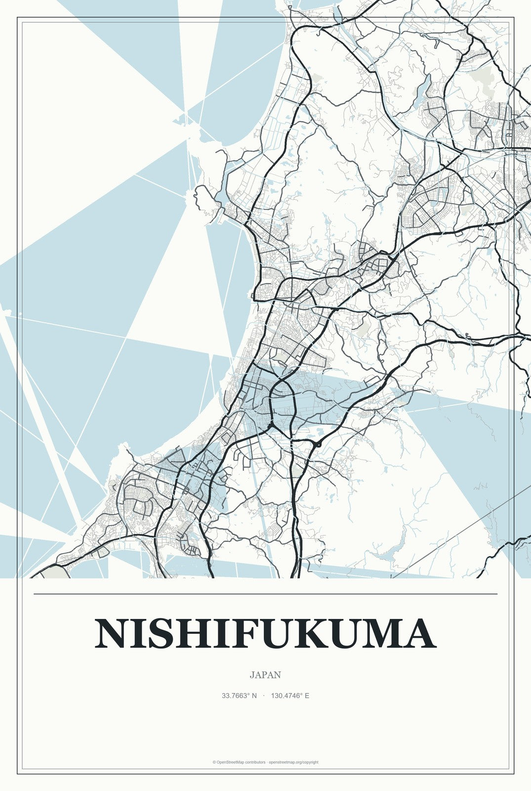 Nishifukuma, Japan City Map Aluminum Sign in Gallery Air style