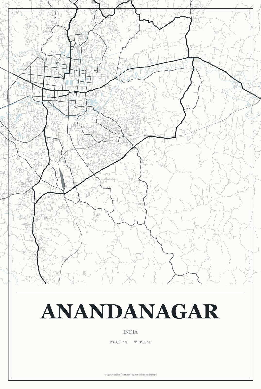 Anandanagar, India City Map Aluminum Sign in Gallery Air style