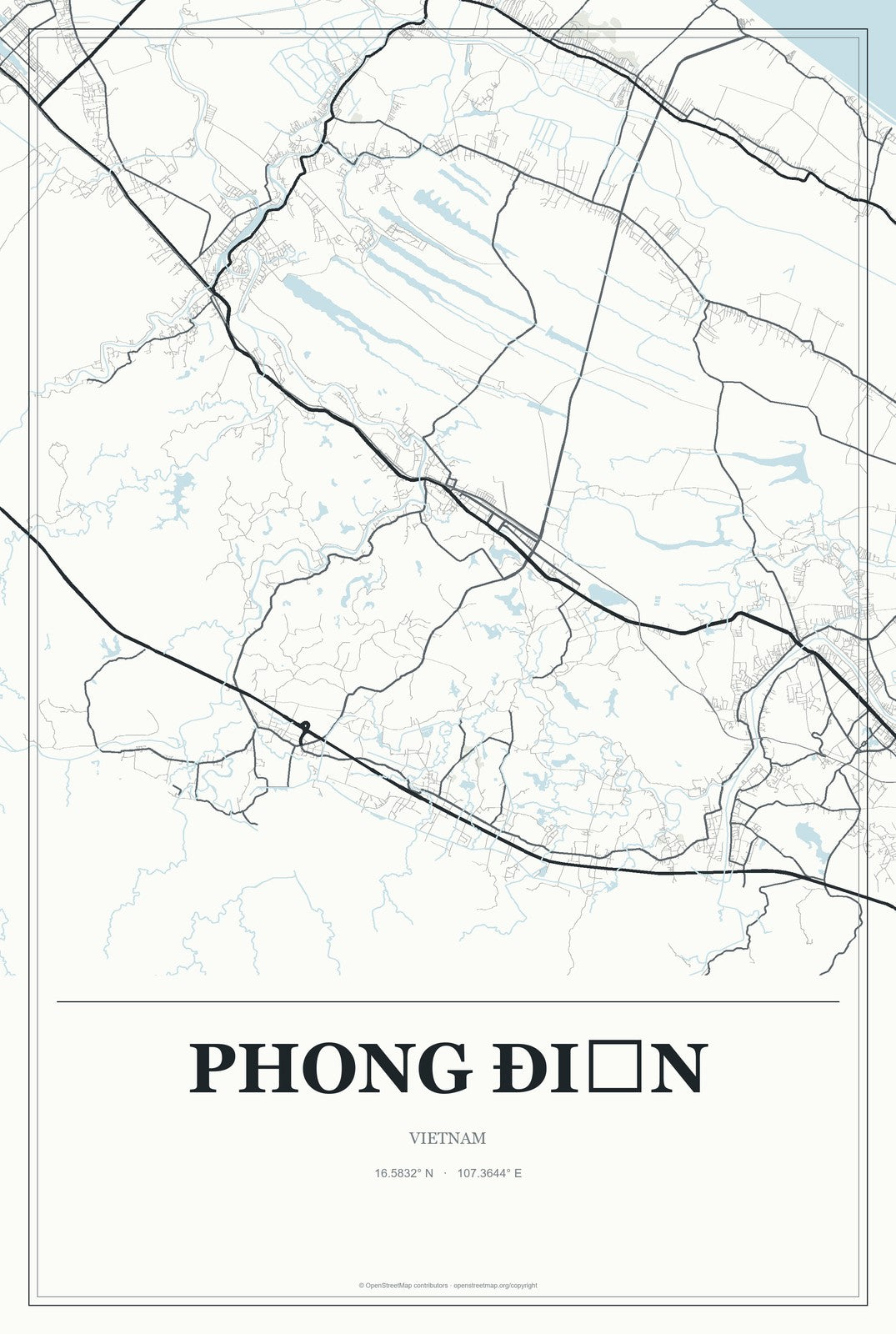 Phong Điền, Thừa Thiên Huế Province, Vietnam City Map Aluminum Sign in Gallery Air style