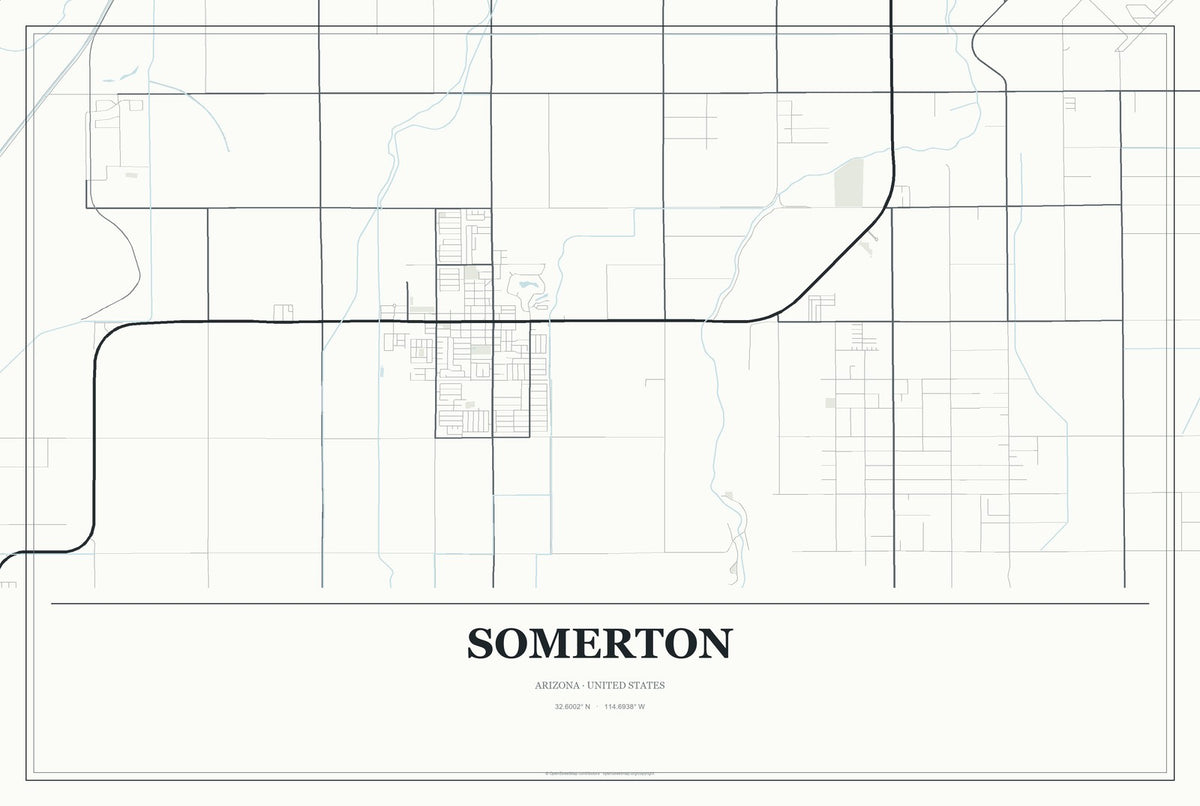 Somerton, Arizona City Map Aluminum Sign in Gallery Air style