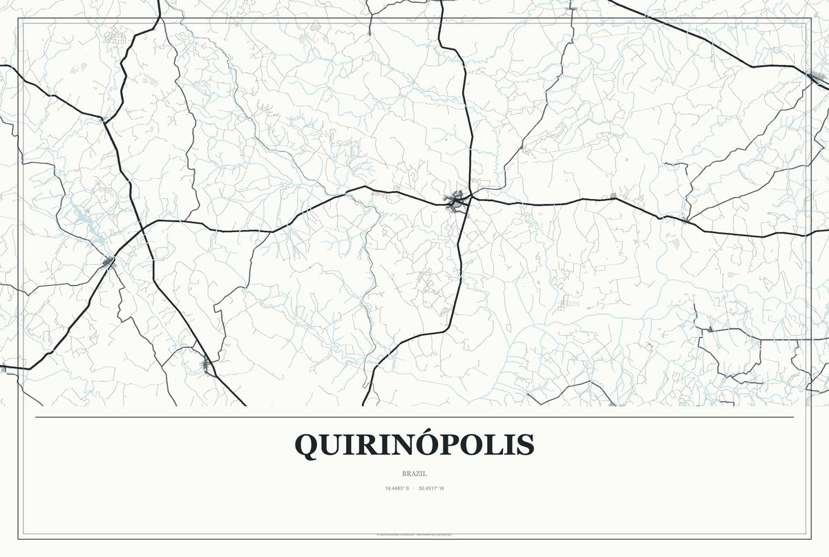 Quirinópolis, Brazil City Map Aluminum Sign in Gallery Air style