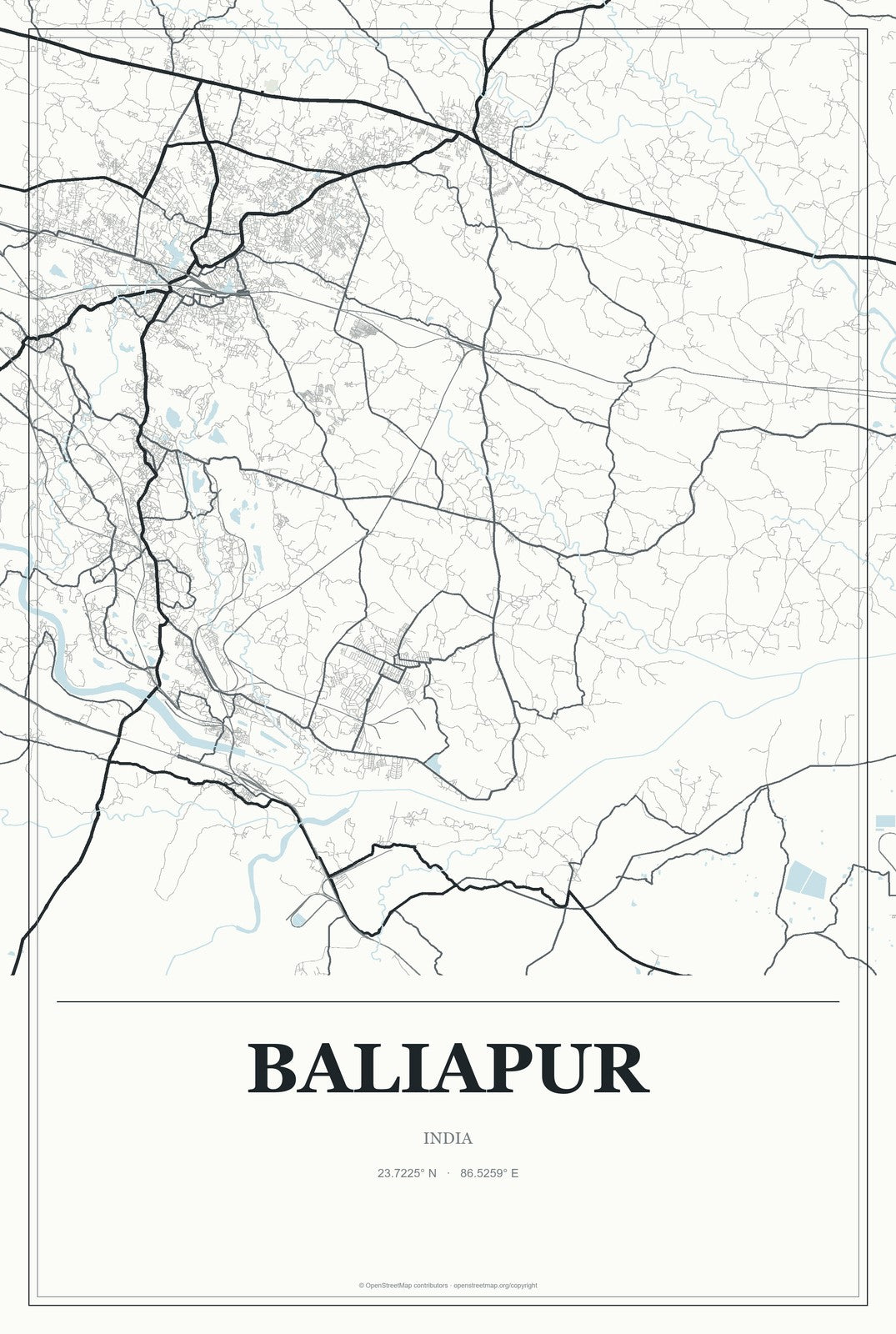 Baliapur, India City Map Aluminum Sign in Gallery Air style