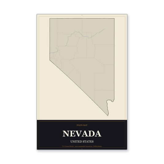Nevada state map aluminum sign in Museum Plaque style