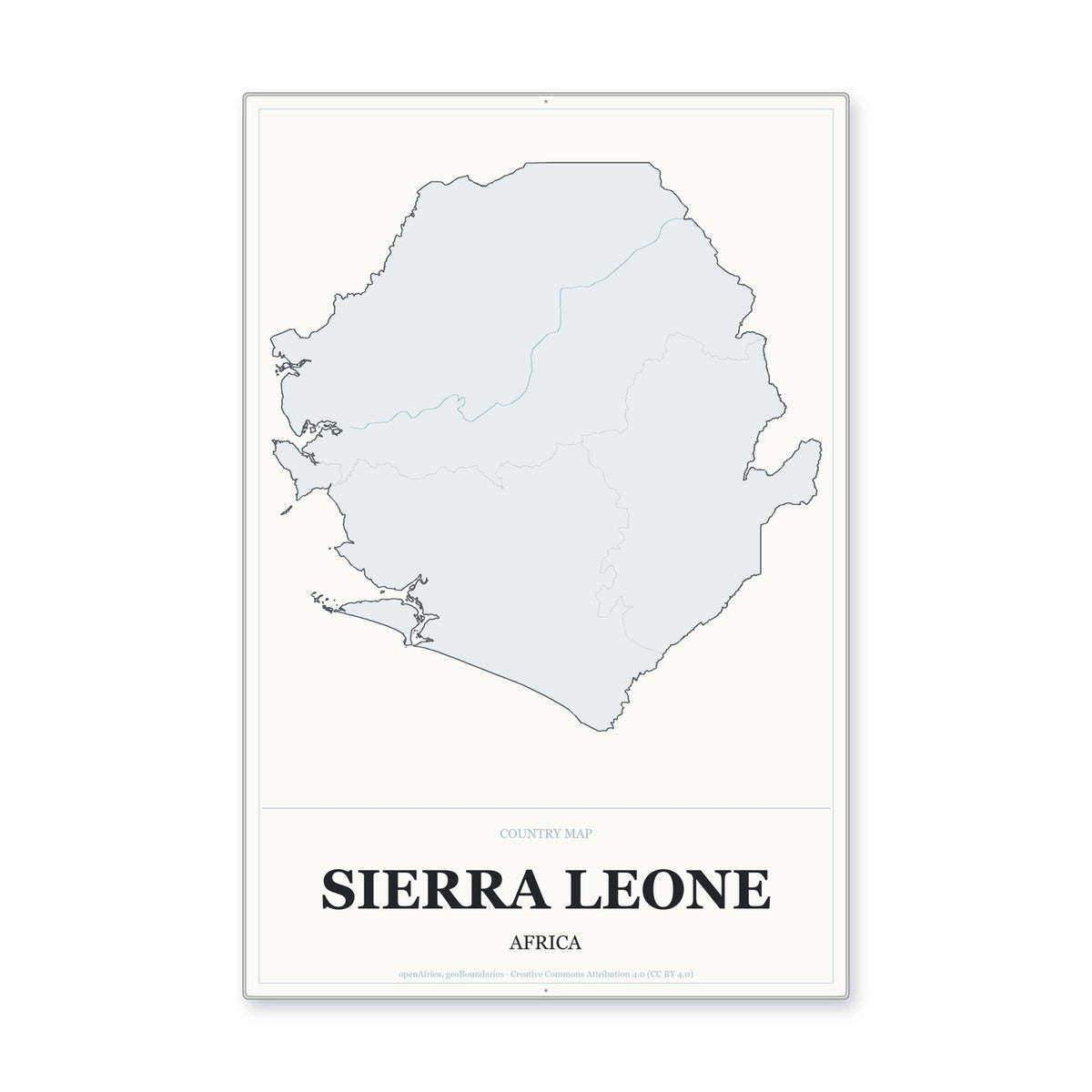 Sierra Leone Country Map Aluminum Sign in Gallery Air style