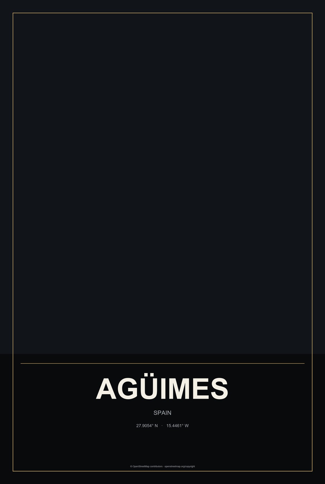 Agüimes, Spain City Map Aluminum Sign in Metropolitan Noir style