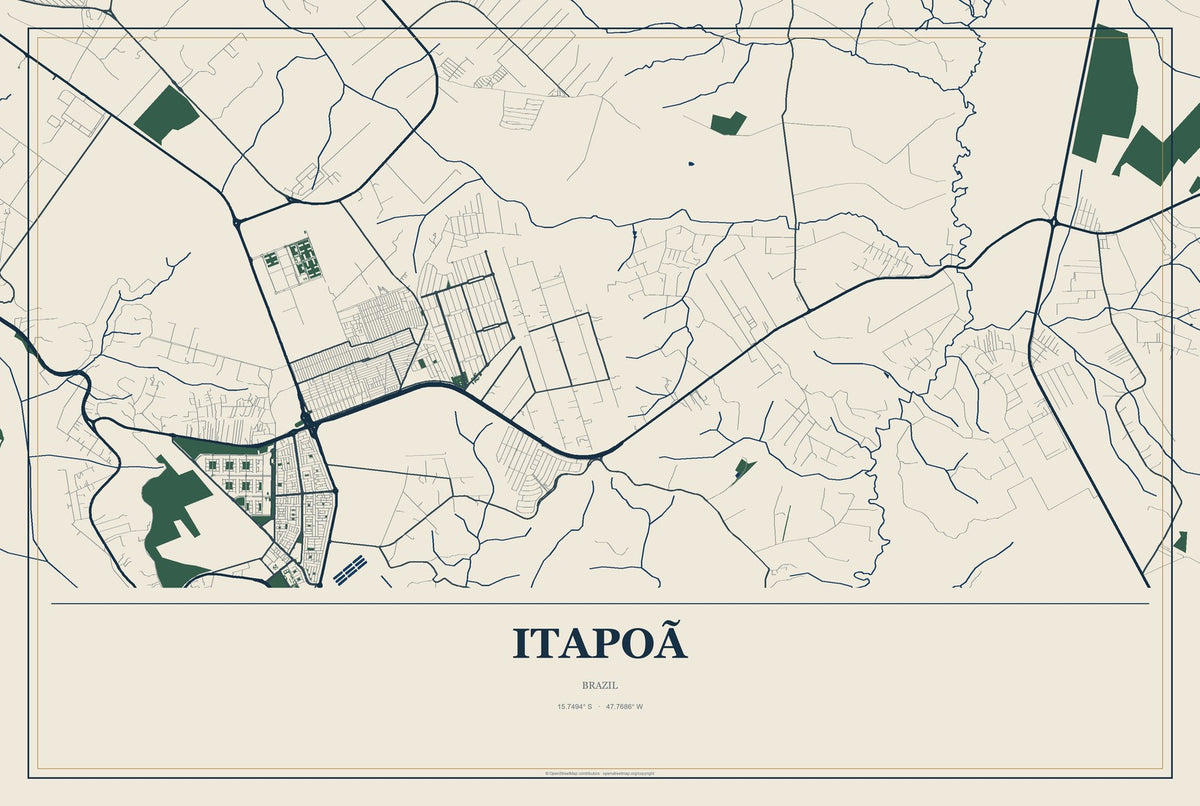 Itapoã, Brazil City Map Aluminum Sign in Coastal Cutout style