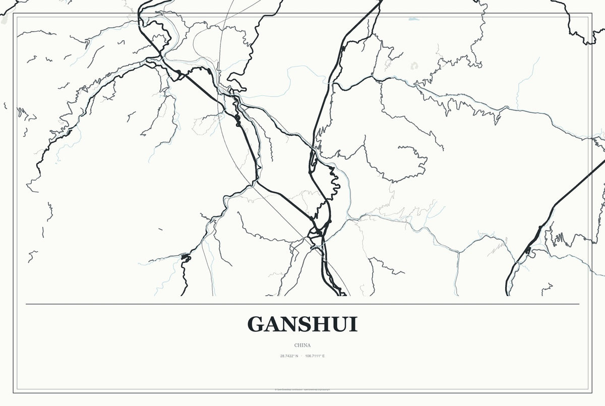Ganshui, China City Map Aluminum Sign in Gallery Air style