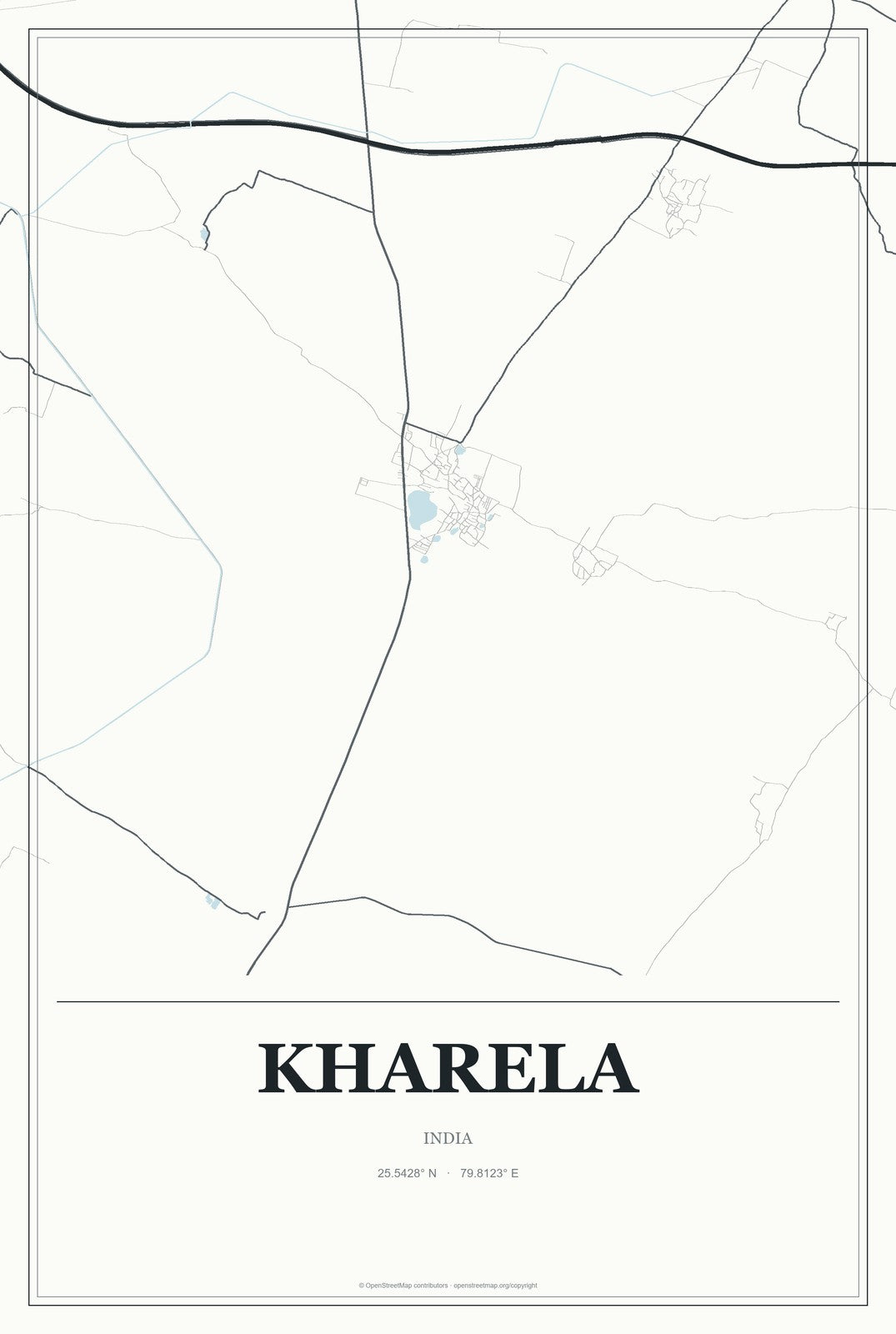 Kharela, India City Map Aluminum Sign in Gallery Air style