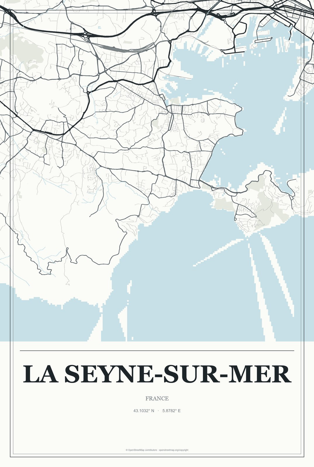 La Seyne-sur-Mer, France City Map Aluminum Sign in Gallery Air style
