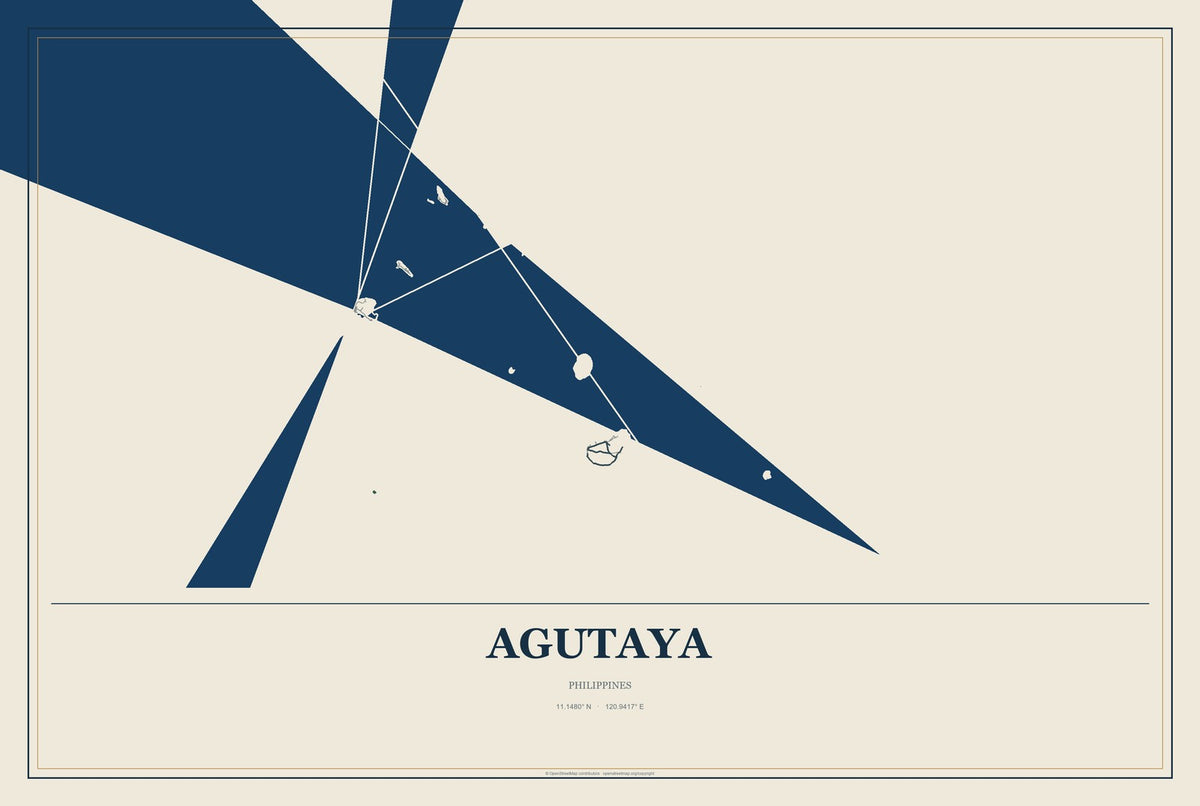 Agutaya, Philippines City Map Aluminum Sign in Coastal Cutout style