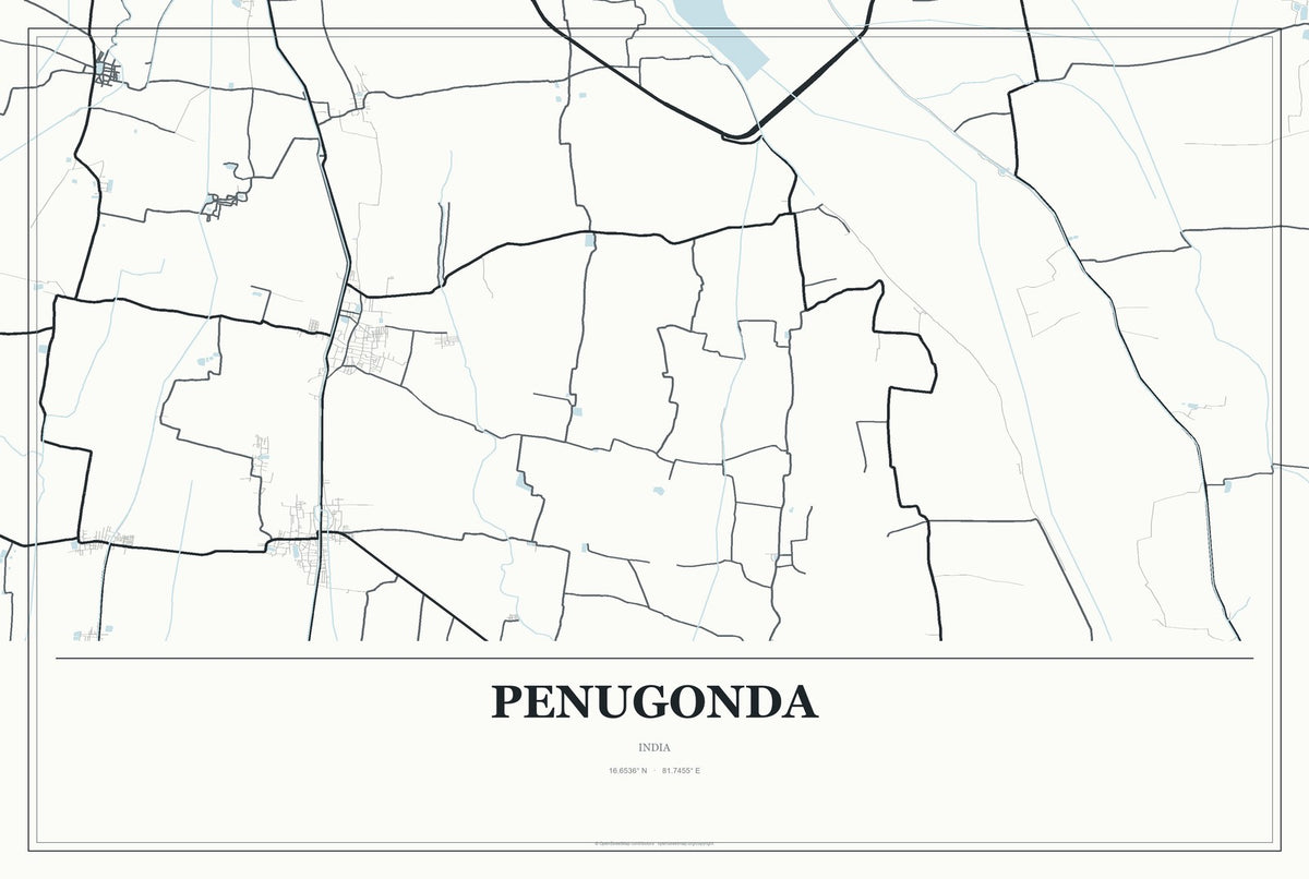 Penugonda, India City Map Aluminum Sign in Gallery Air style