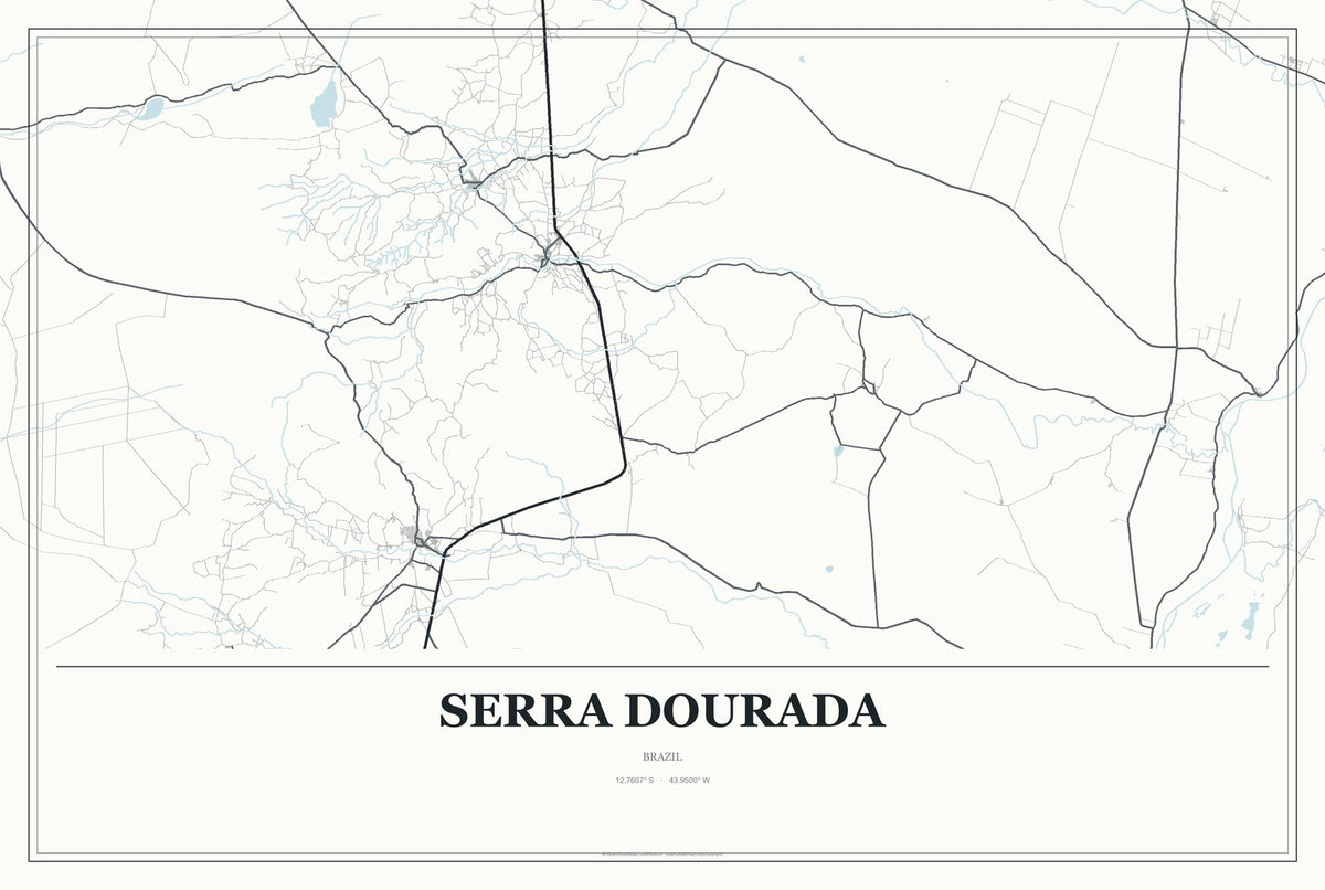 Serra Dourada, Brazil City Map Aluminum Sign in Gallery Air style