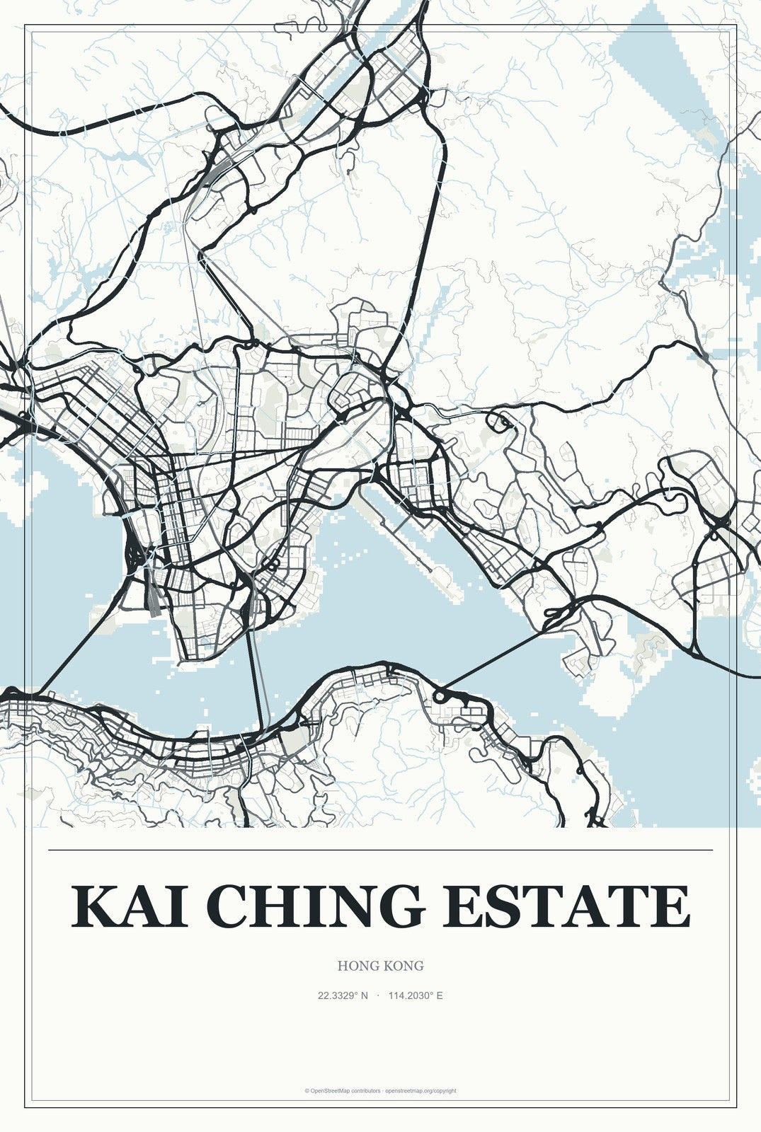 Kai Ching Estate, Hong Kong City Map Aluminum Sign in Gallery Air style