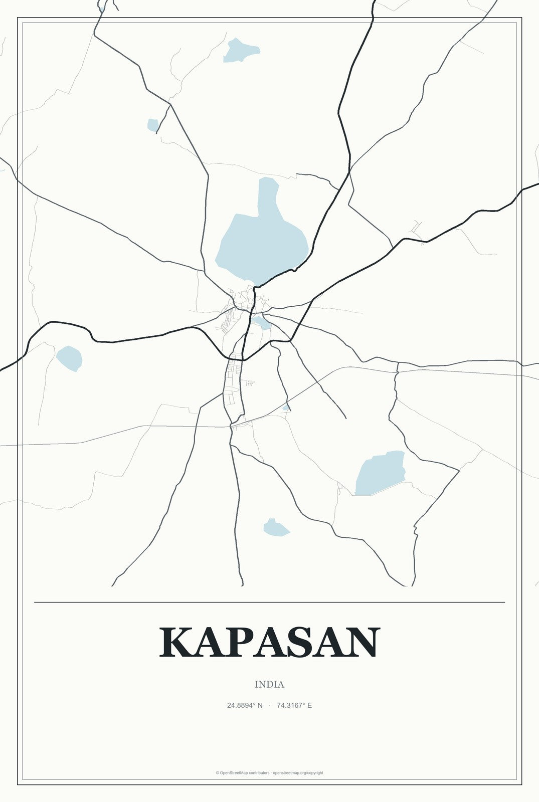 Kapasan, India City Map Aluminum Sign in Gallery Air style