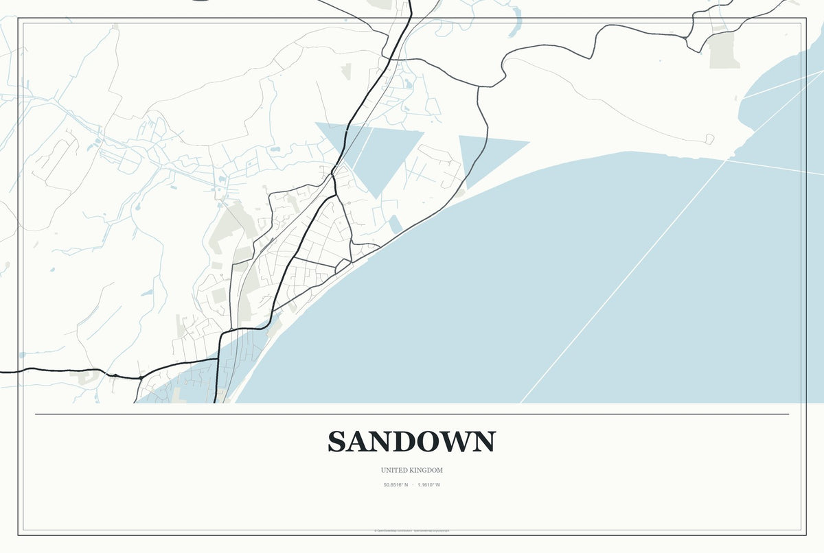 Sandown, United Kingdom City Map Aluminum Sign in Gallery Air style