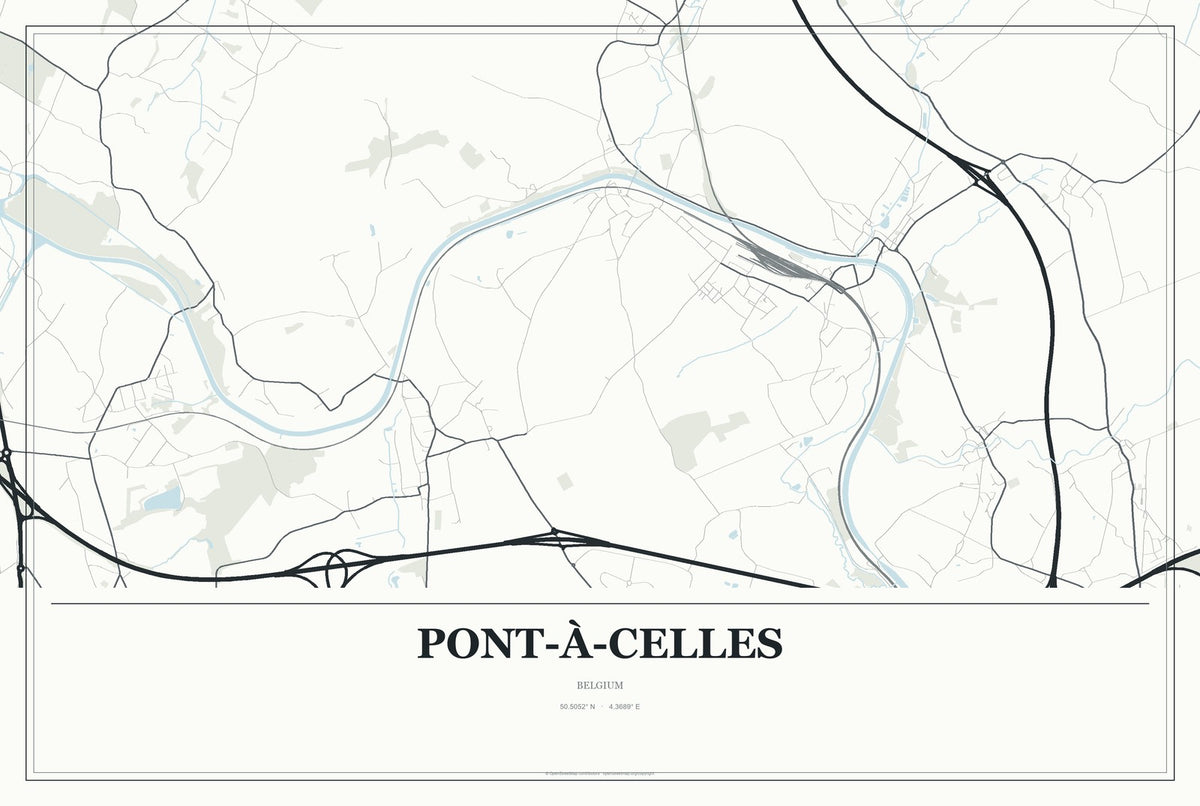 Pont-à-Celles, Belgium City Map Aluminum Sign in Gallery Air style