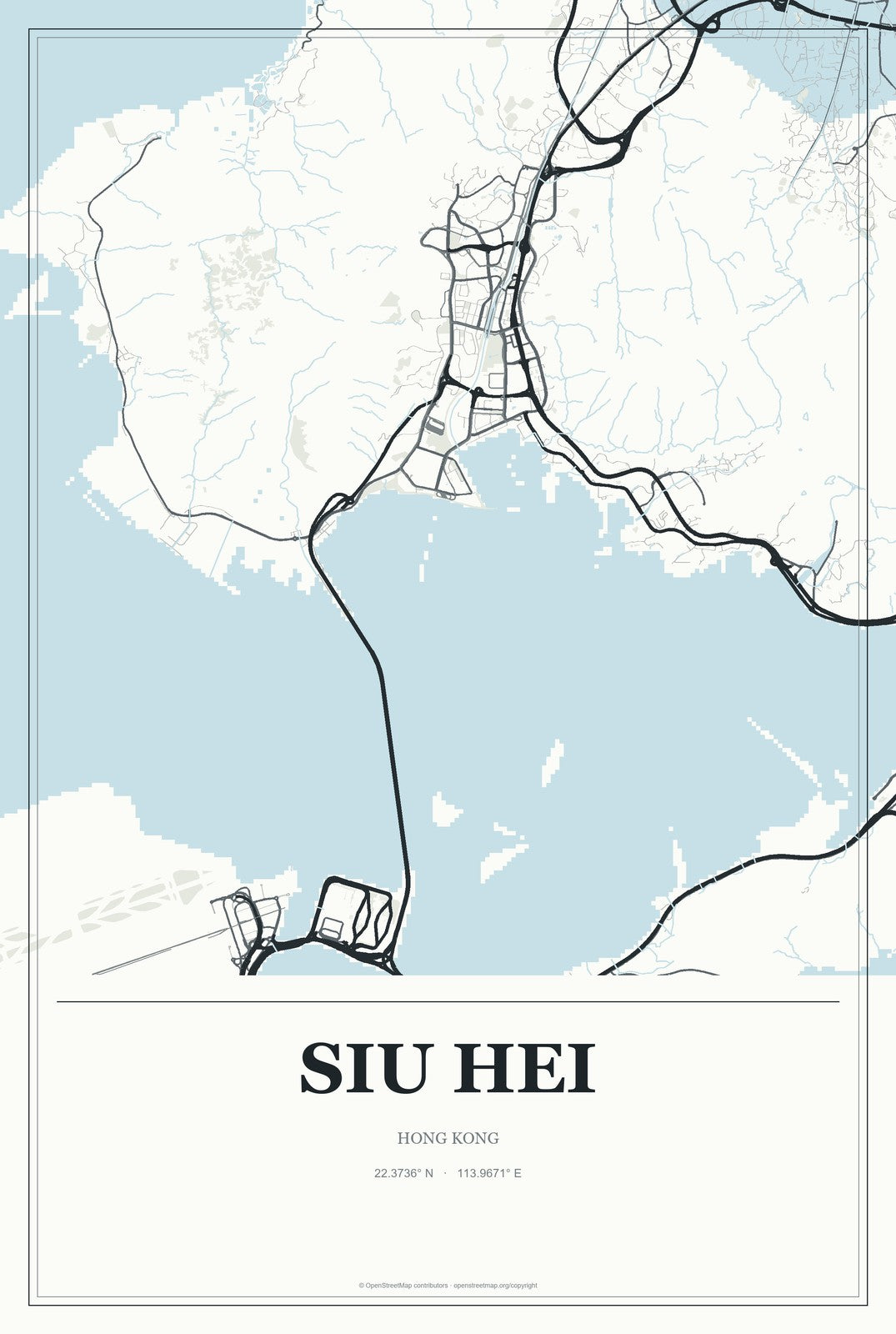 Siu Hei, Hong Kong City Map Aluminum Sign in Gallery Air style