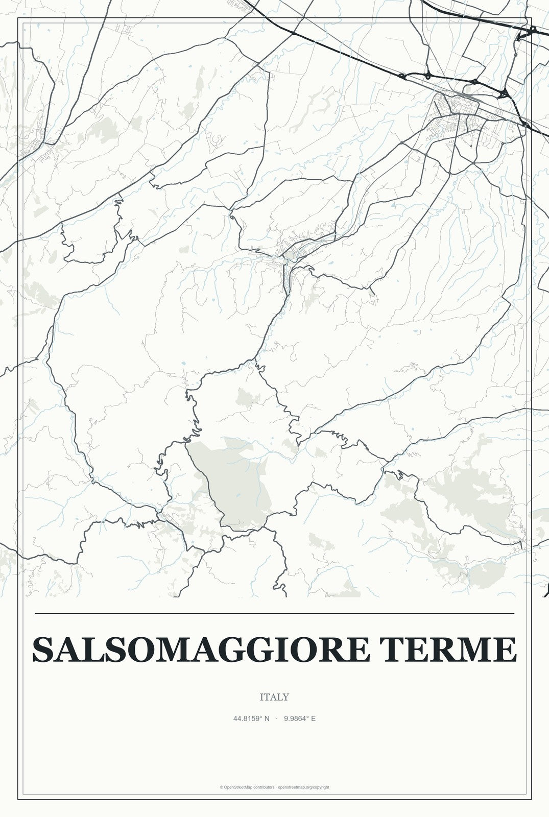 Salsomaggiore Terme, Italy City Map Aluminum Sign in Gallery Air style