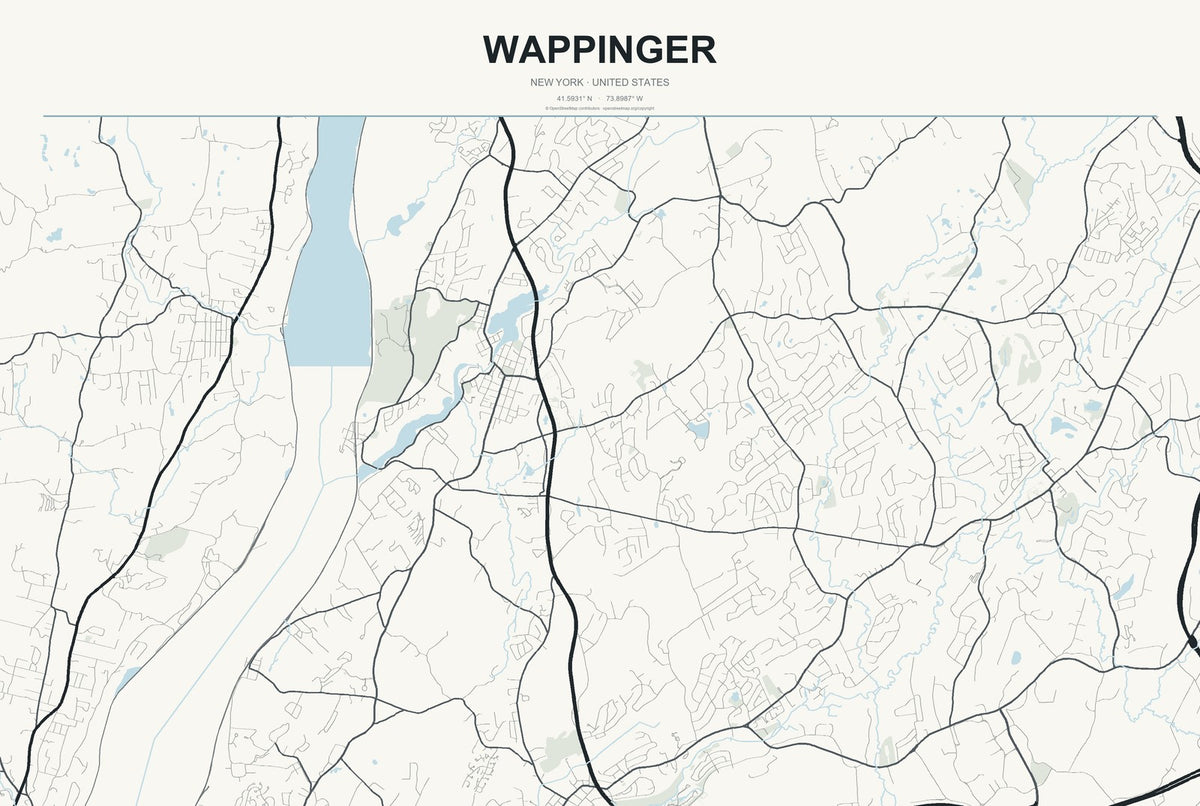 Wappinger, New York City Map Aluminum Sign in Headline Atlas style