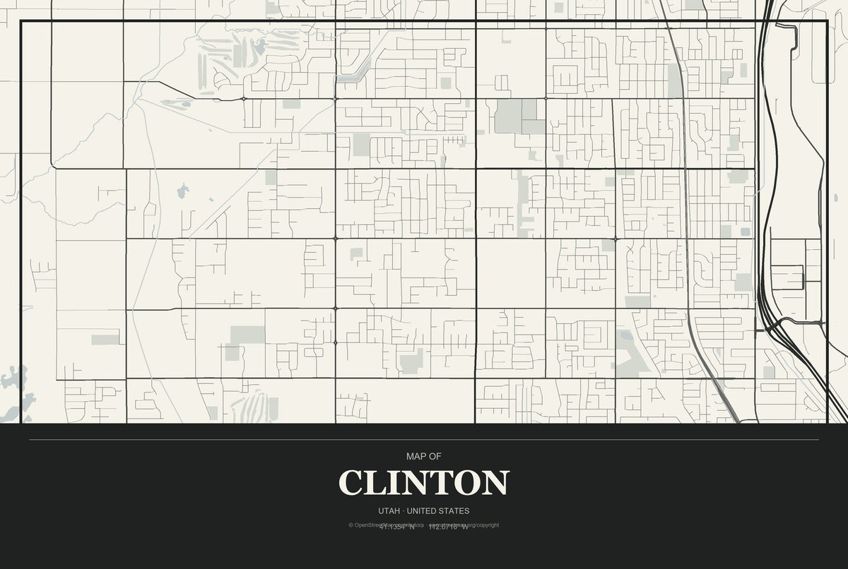 Clinton, Utah City Map Aluminum Sign in Museum Plaque style