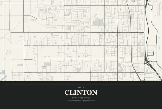 Clinton, Utah City Map Aluminum Sign in Museum Plaque style