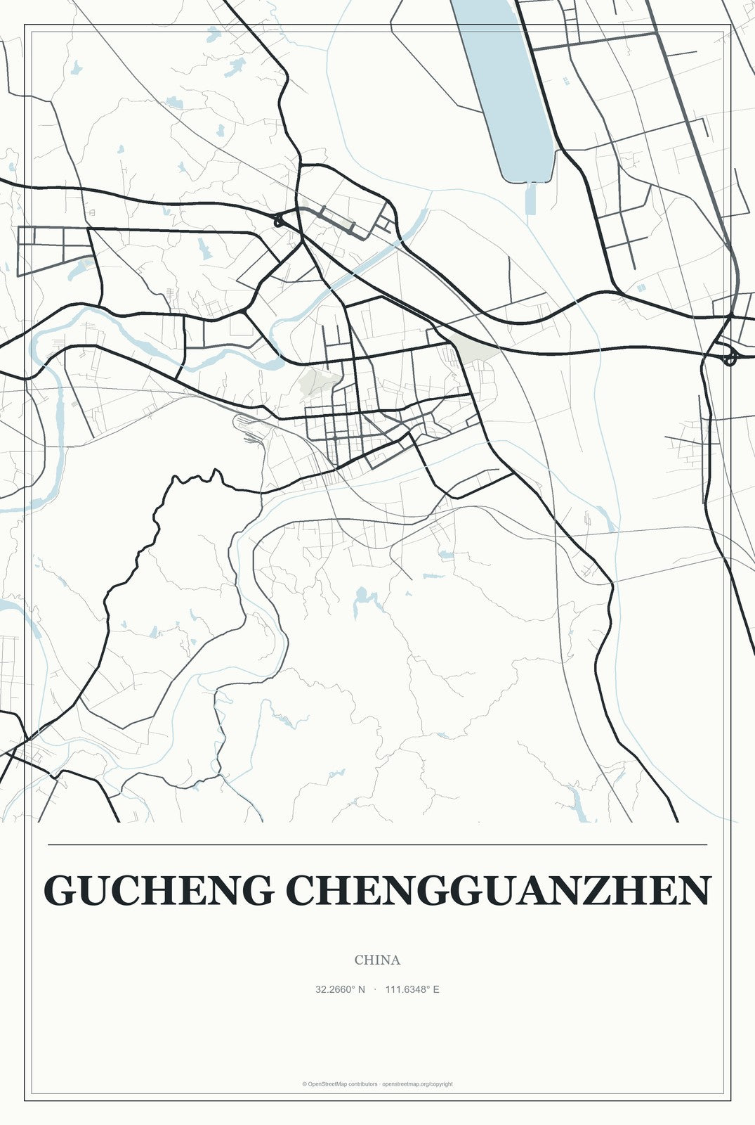 Gucheng Chengguanzhen, China City Map Aluminum Sign in Gallery Air style