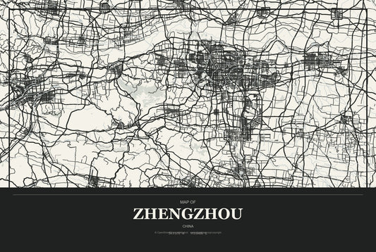 Zhengzhou, China City Map Aluminum Sign in Museum Plaque style