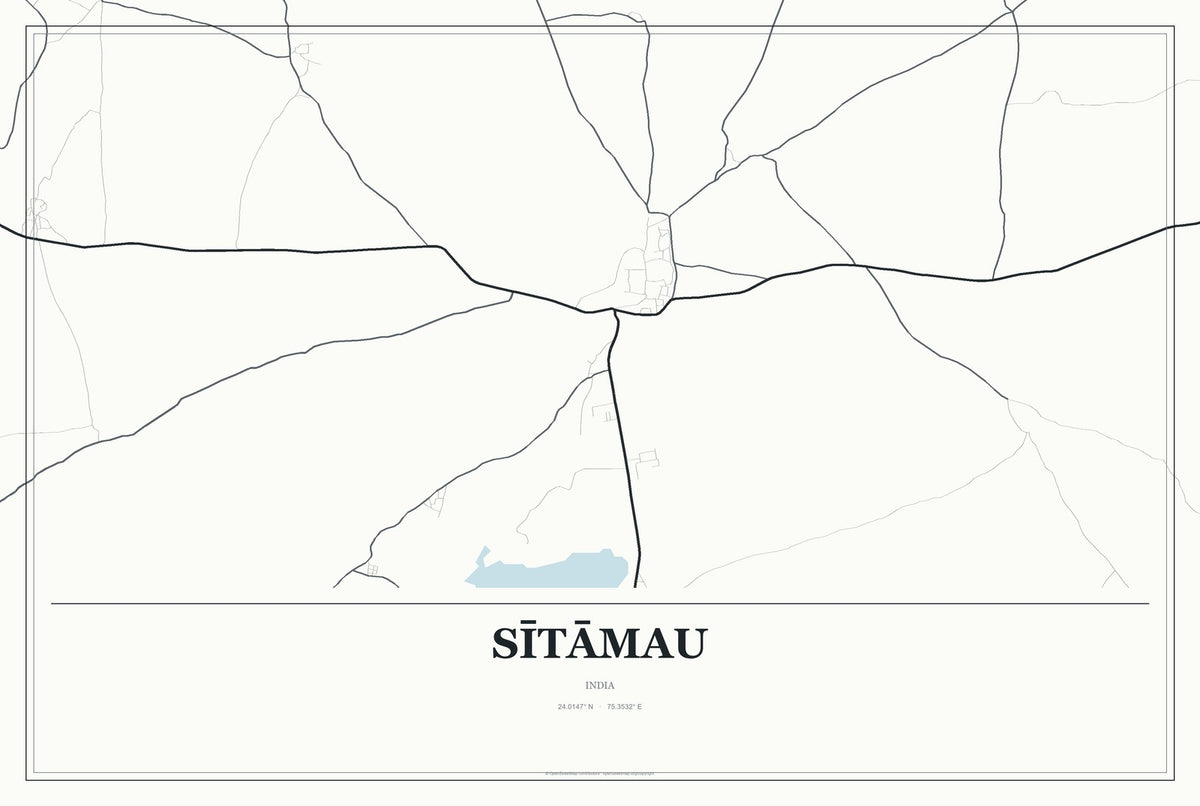 Sītāmau, India City Map Aluminum Sign in Gallery Air style