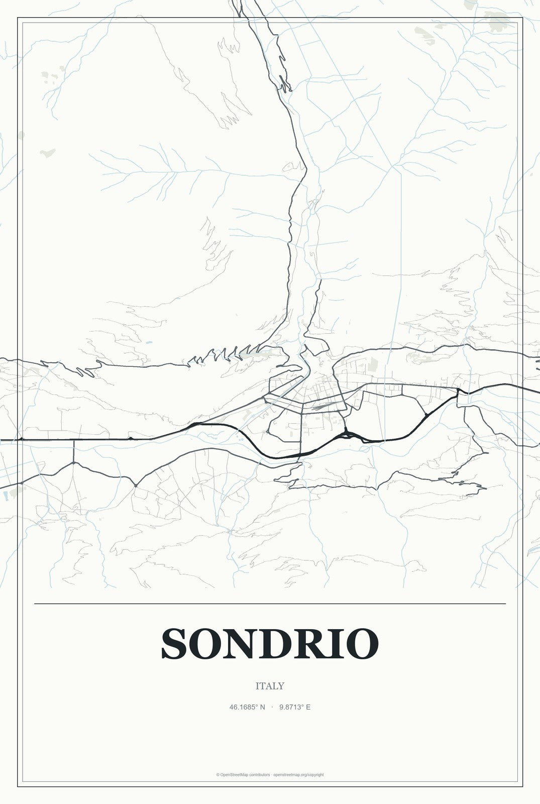 Sondrio, Italy City Map Aluminum Sign in Gallery Air style