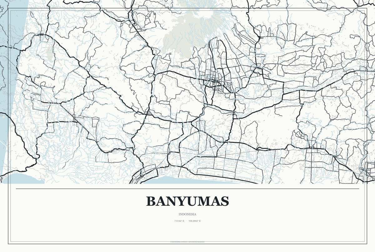Banyumas, Indonesia City Map Aluminum Sign in Gallery Air style