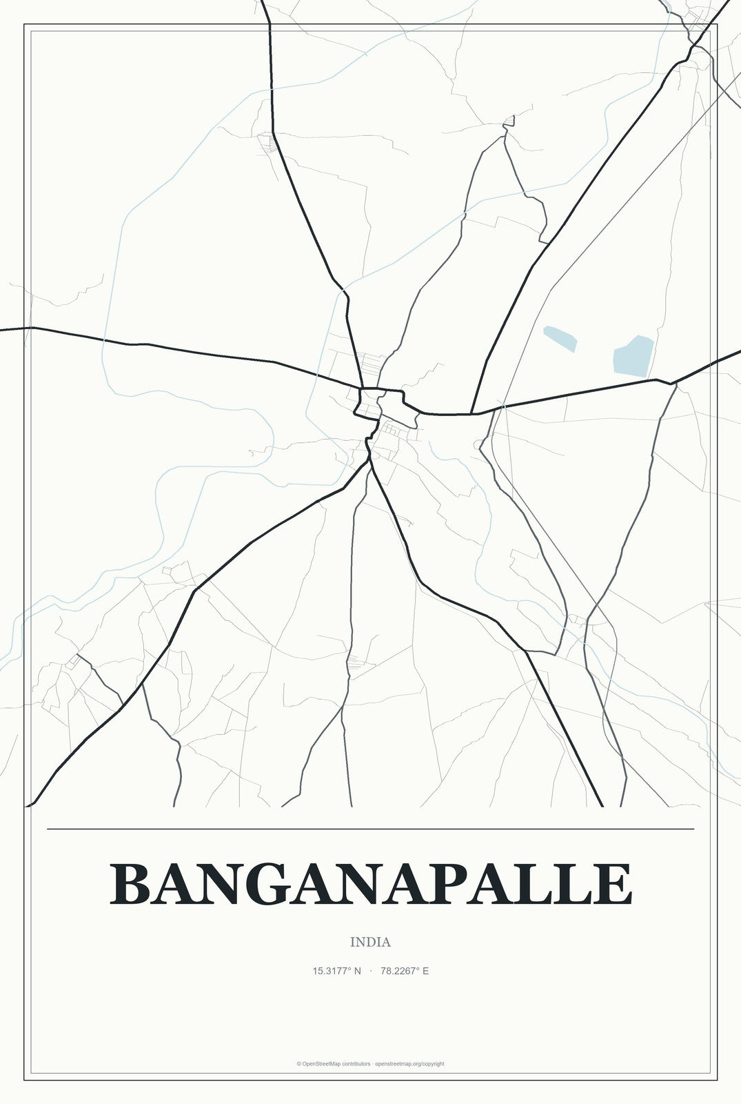 Banganapalle, India City Map Aluminum Sign in Gallery Air style