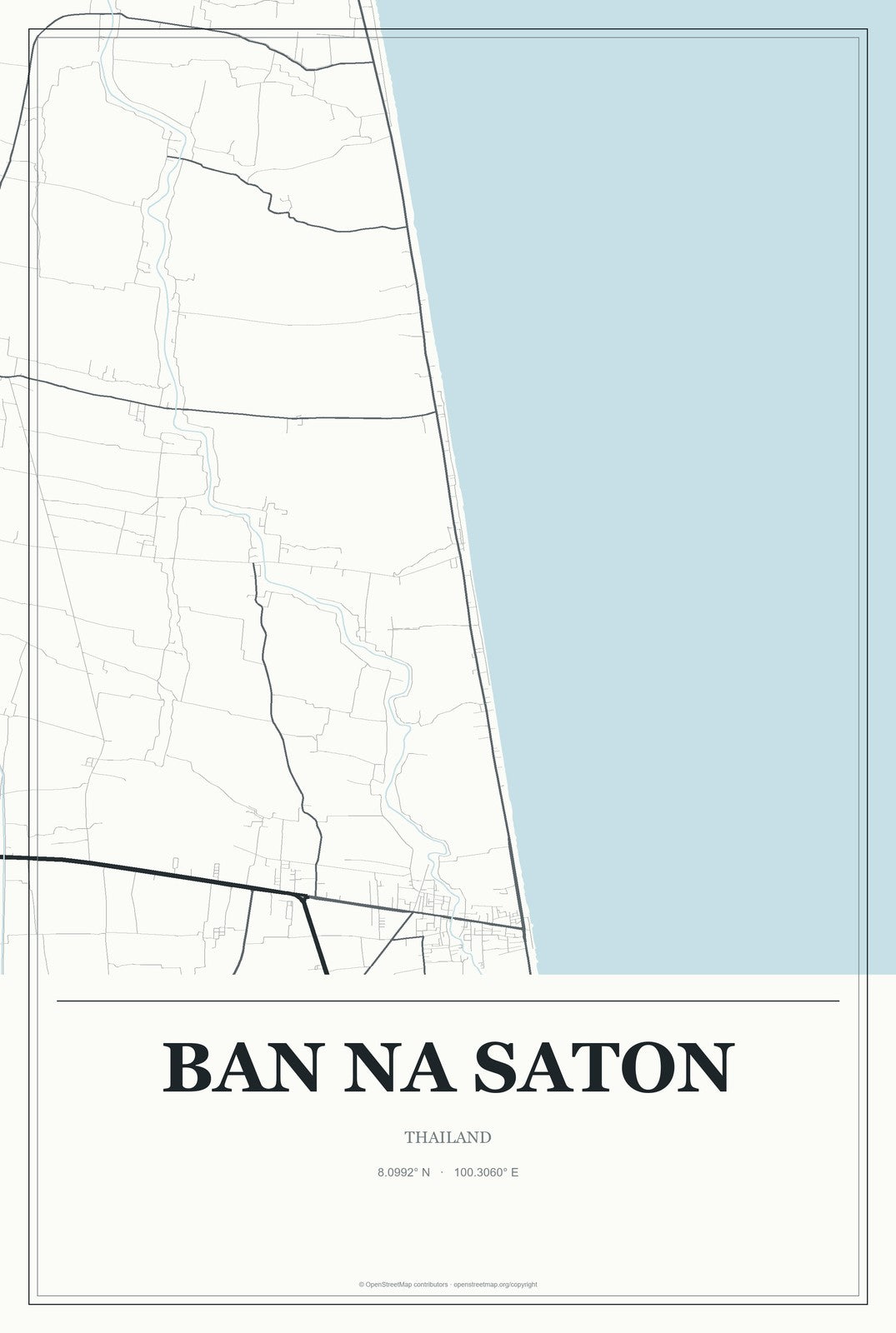 Ban Na Saton, Thailand City Map Aluminum Sign in Gallery Air style