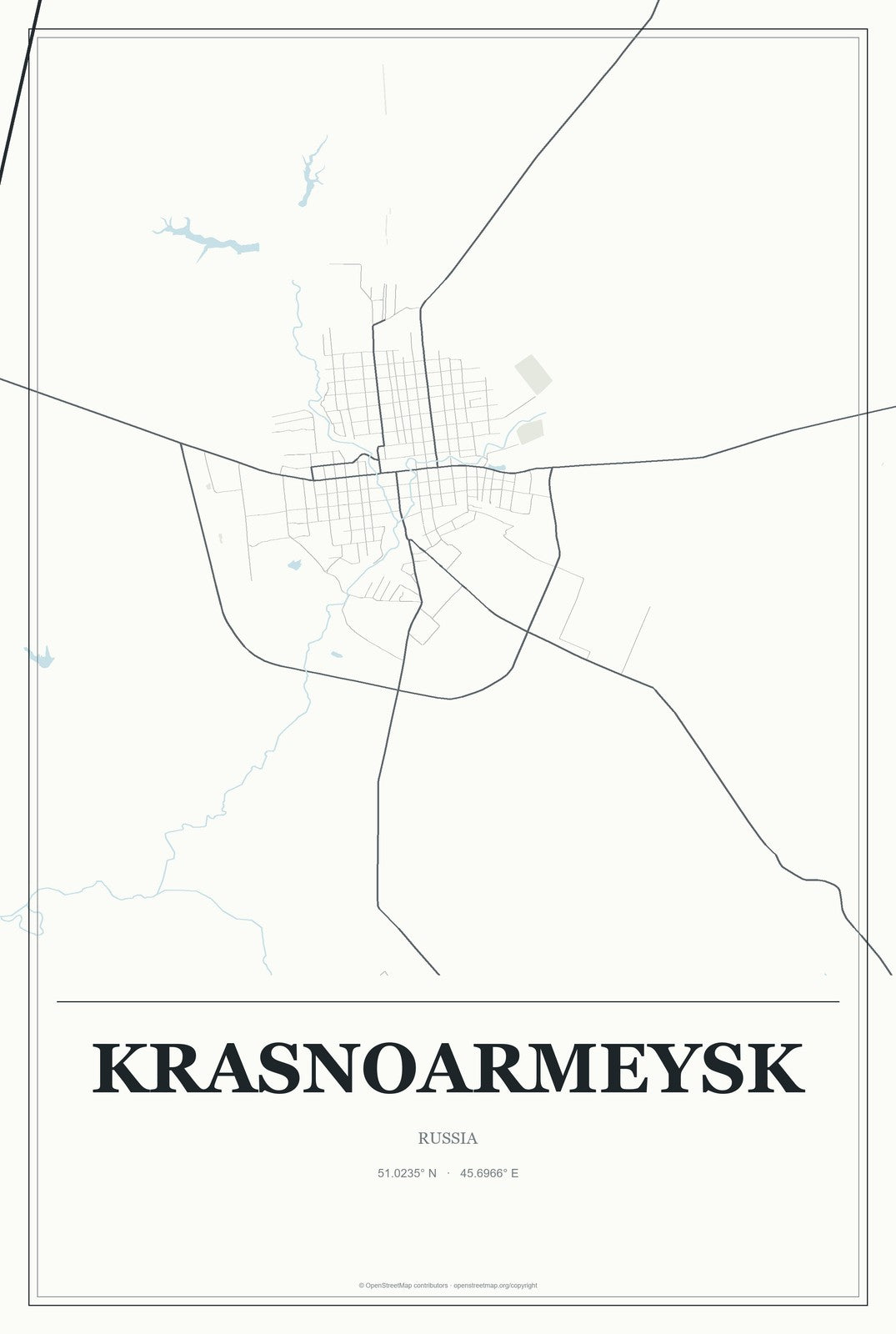 Krasnoarmeysk, Moscow Oblast, Russia City Map Aluminum Sign in Gallery Air style
