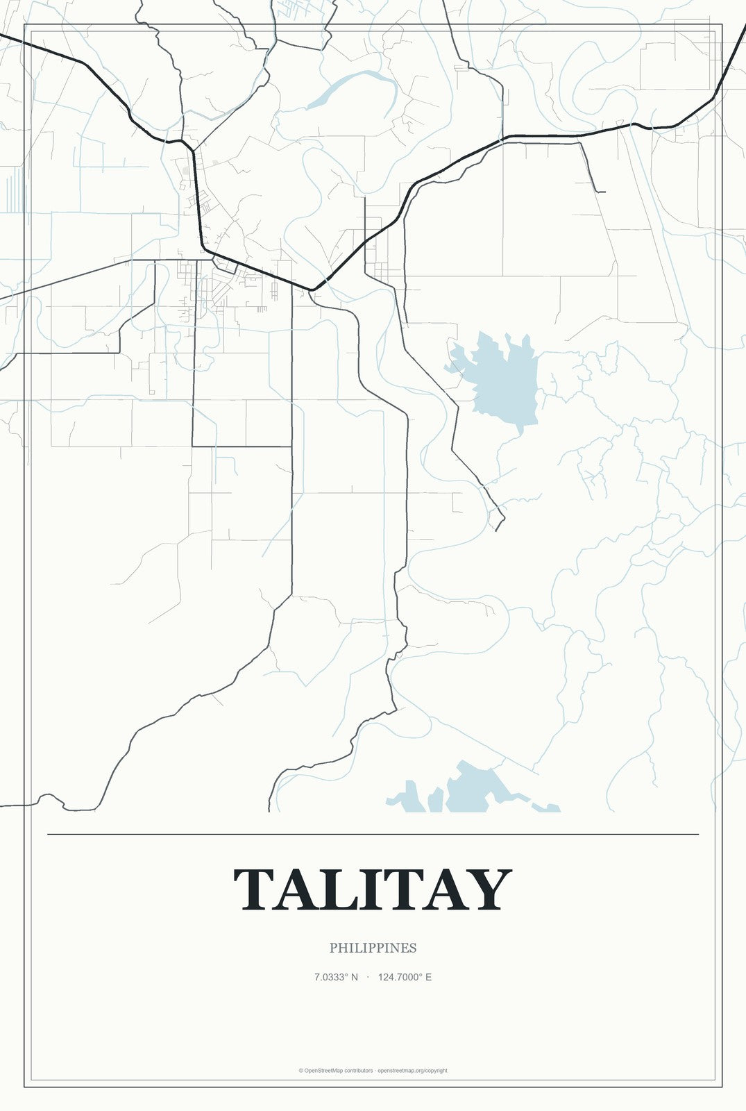 Talitay, Philippines City Map Aluminum Sign in Gallery Air style