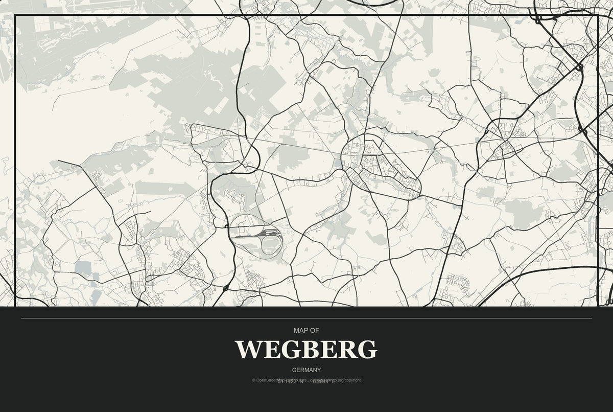 Wegberg, Germany City Map Aluminum Sign in Museum Plaque style