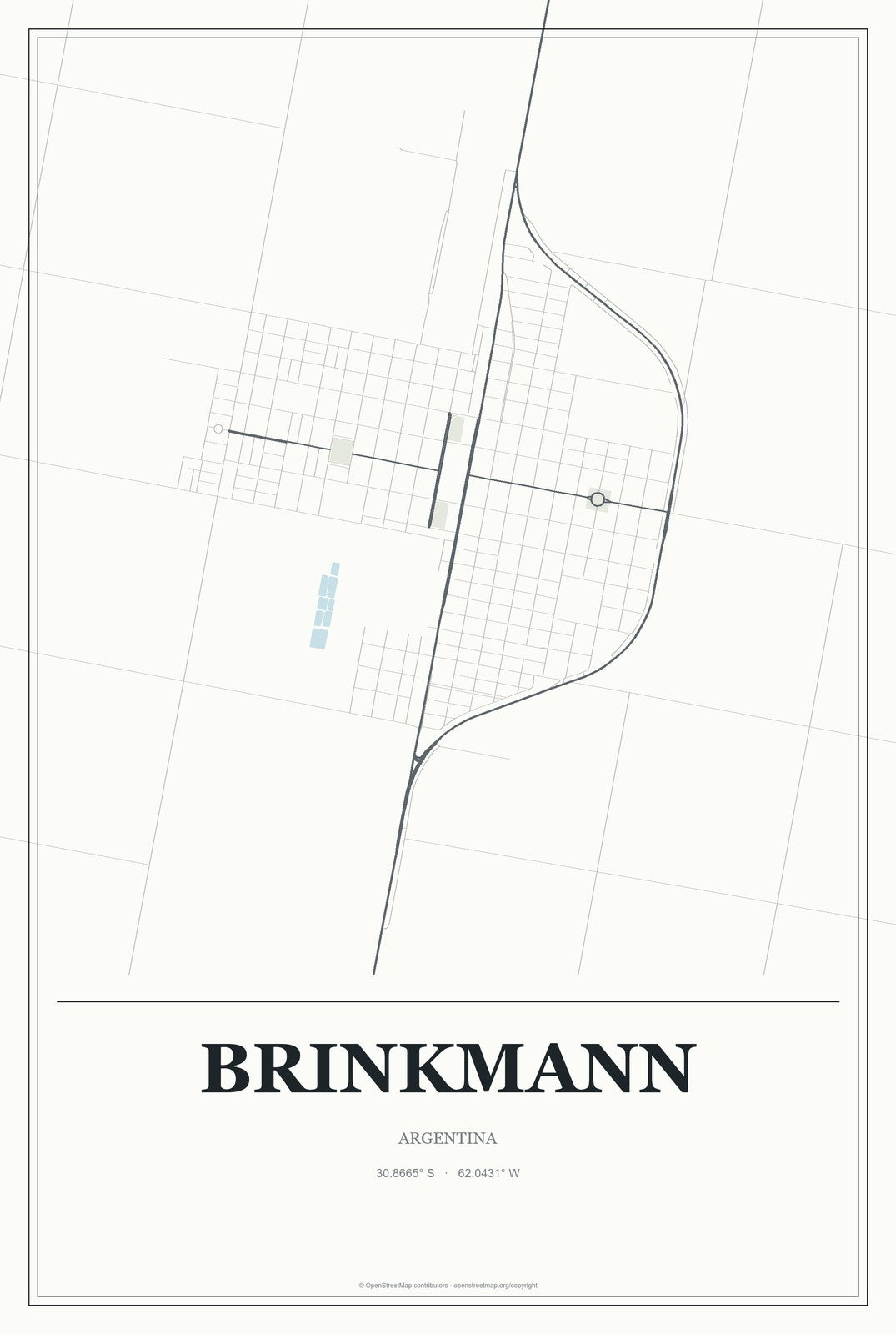 Brinkmann, Argentina City Map Aluminum Sign in Gallery Air style