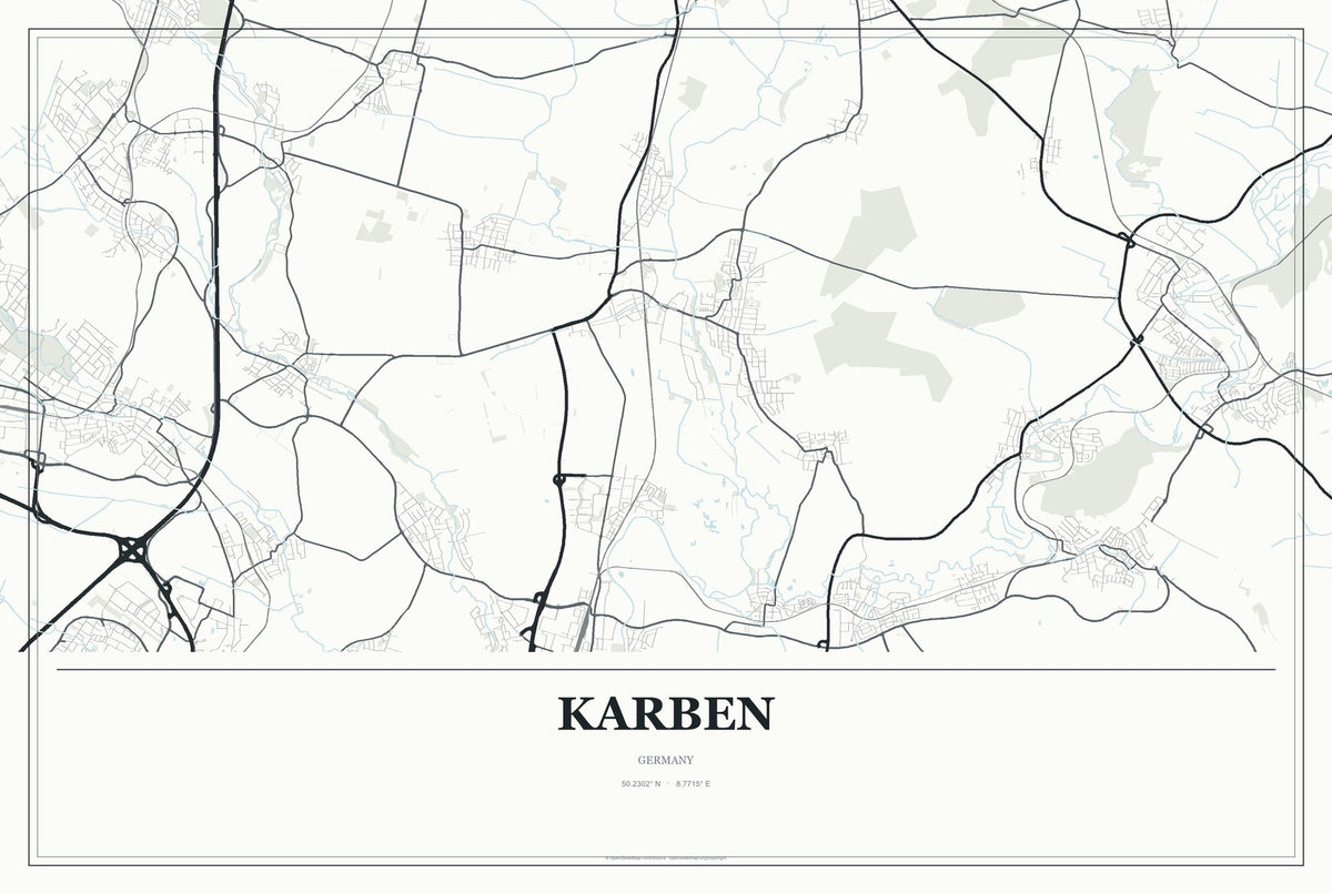 Karben, Germany City Map Aluminum Sign in Gallery Air style