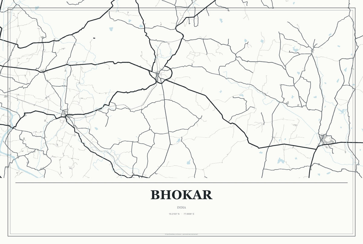Bhokar, India City Map Aluminum Sign in Gallery Air style