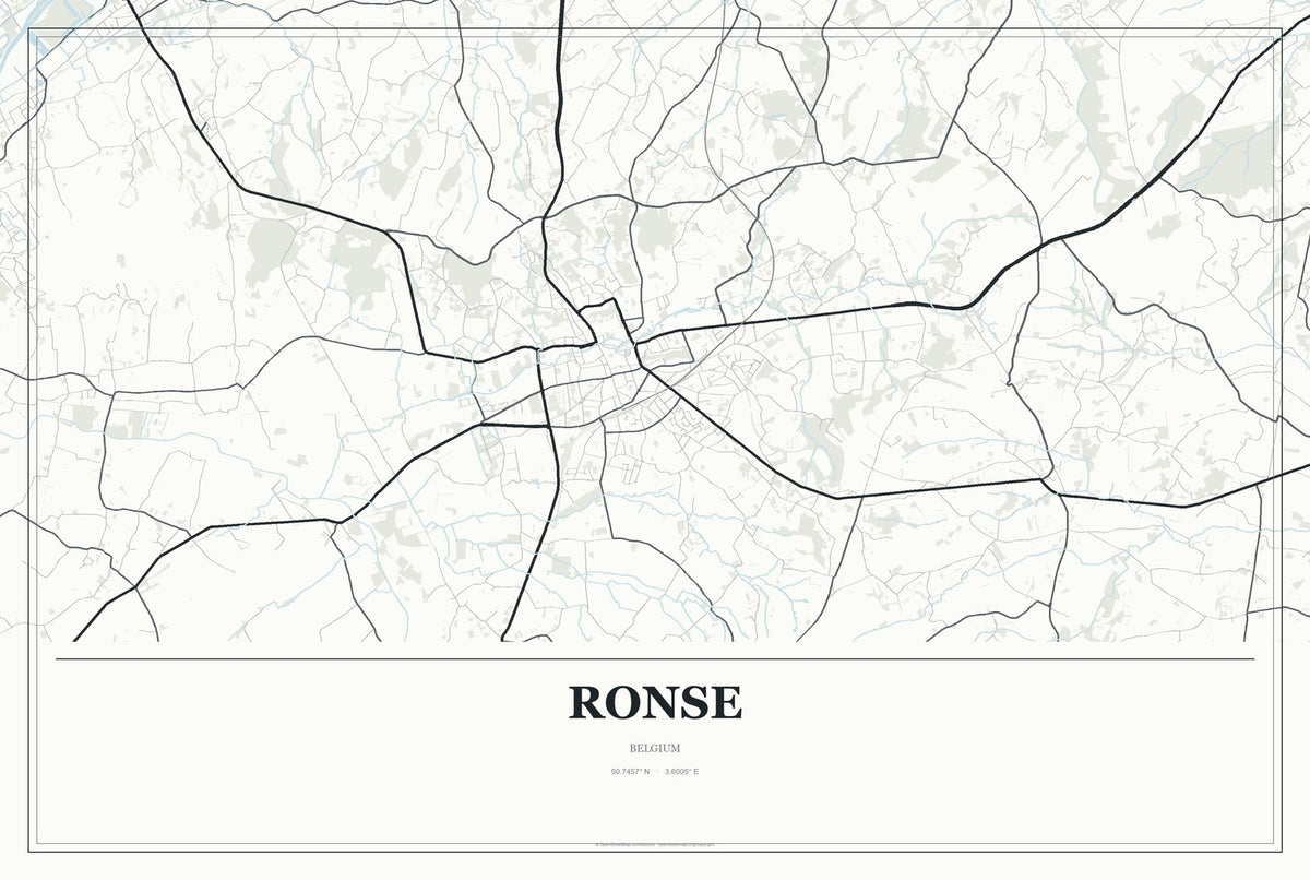 Ronse, Belgium City Map Aluminum Sign in Gallery Air style