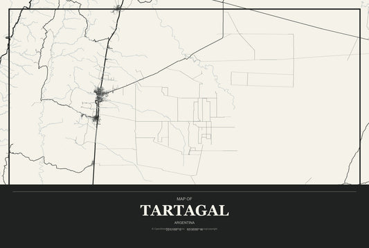 Tartagal, Argentina City Map Aluminum Sign in Museum Plaque style