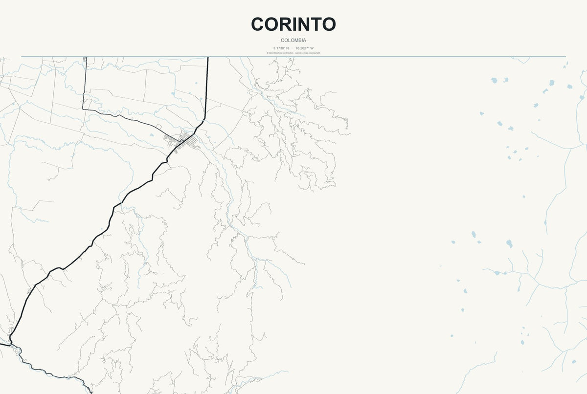 Corinto, Colombia City Map Aluminum Sign in Headline Atlas style