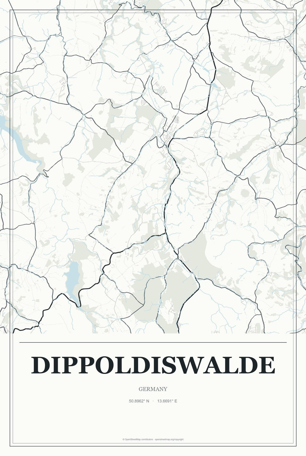 Dippoldiswalde, Germany City Map Aluminum Sign in Gallery Air style