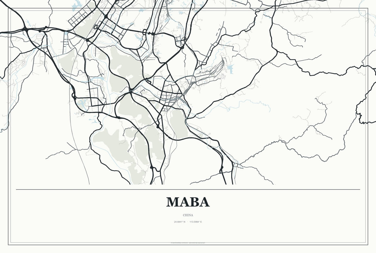 Maba, China City Map Aluminum Sign in Gallery Air style