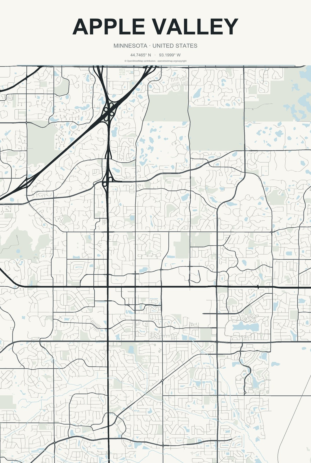 Apple Valley, Minnesota City Map Aluminum Sign in Headline Atlas style