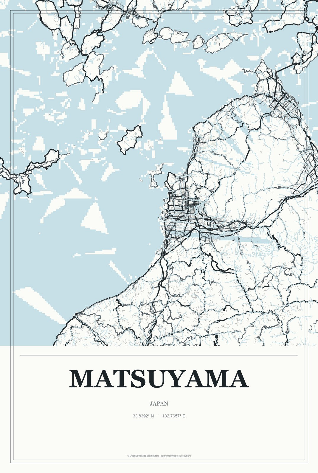 Matsuyama, Japan City Map Aluminum Sign in Gallery Air style