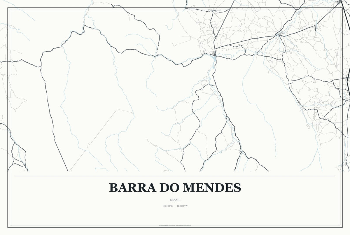 Barra do Mendes, Brazil City Map Aluminum Sign in Gallery Air style